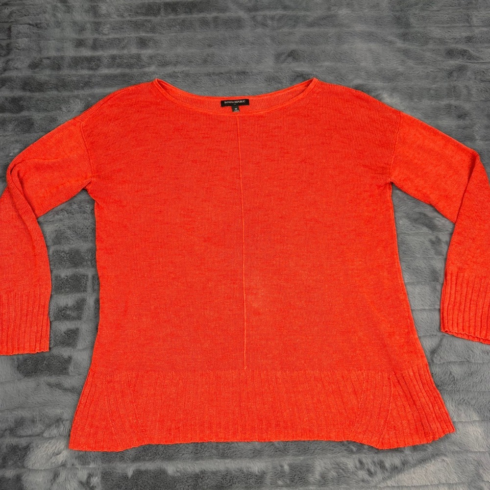 Banana Republic Womens Orange Ramie Rayon Knit Boat Neck Sweater Medium 13180